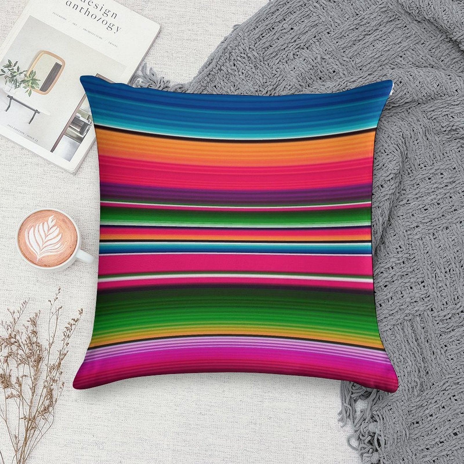 Mexican Blanket Striped Fiesta Serape Soft Skin-Friendly Throw Pillow