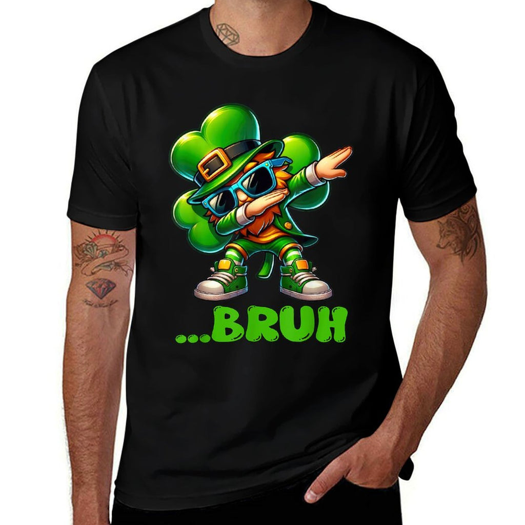 Bruh Dab Leprechaun Funny Kids Boys Mens St Patrick Day  Graphic-printed T-Shirt