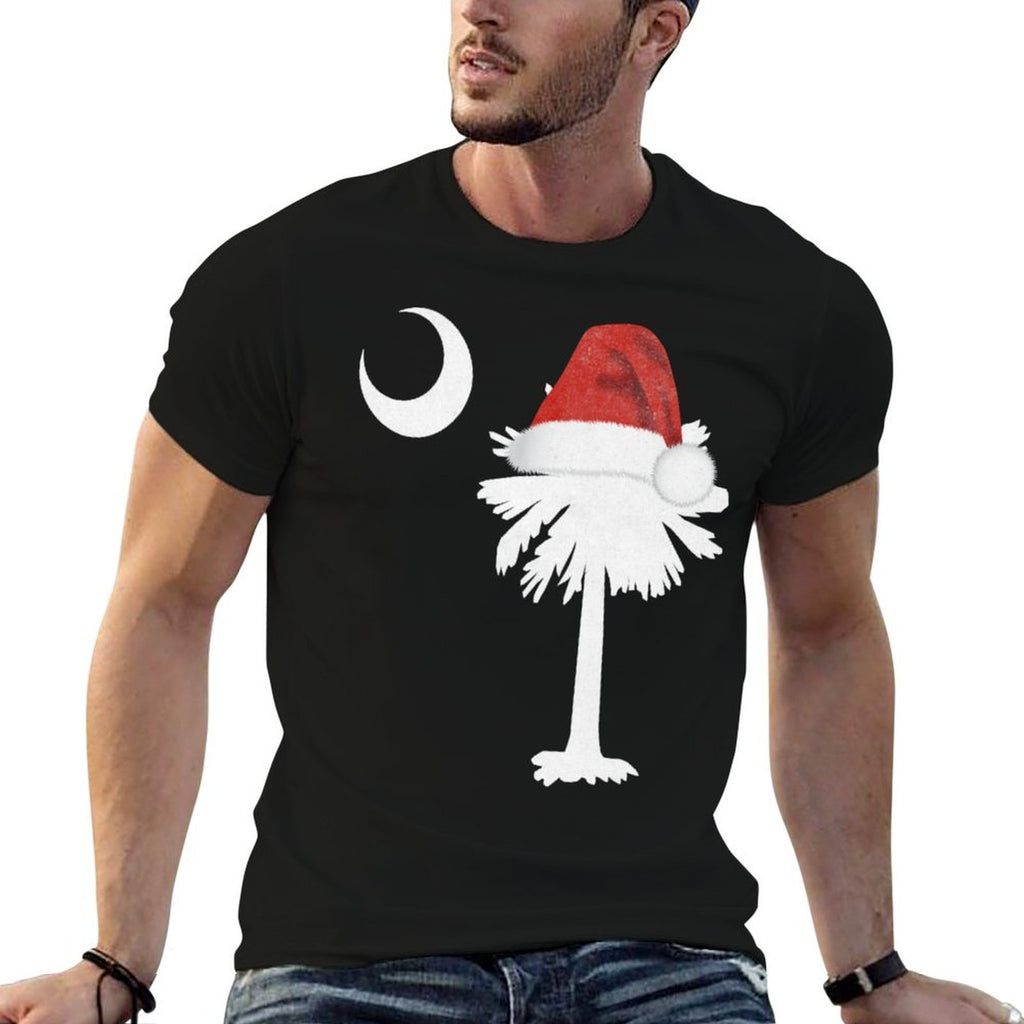 South Carolina Christmas Holiday Santa Palmetto Tree  Breathable T-Shirt