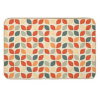 Mid Century Modern Tulip Pattern Red Blue  Pet-Safe Bath Mat