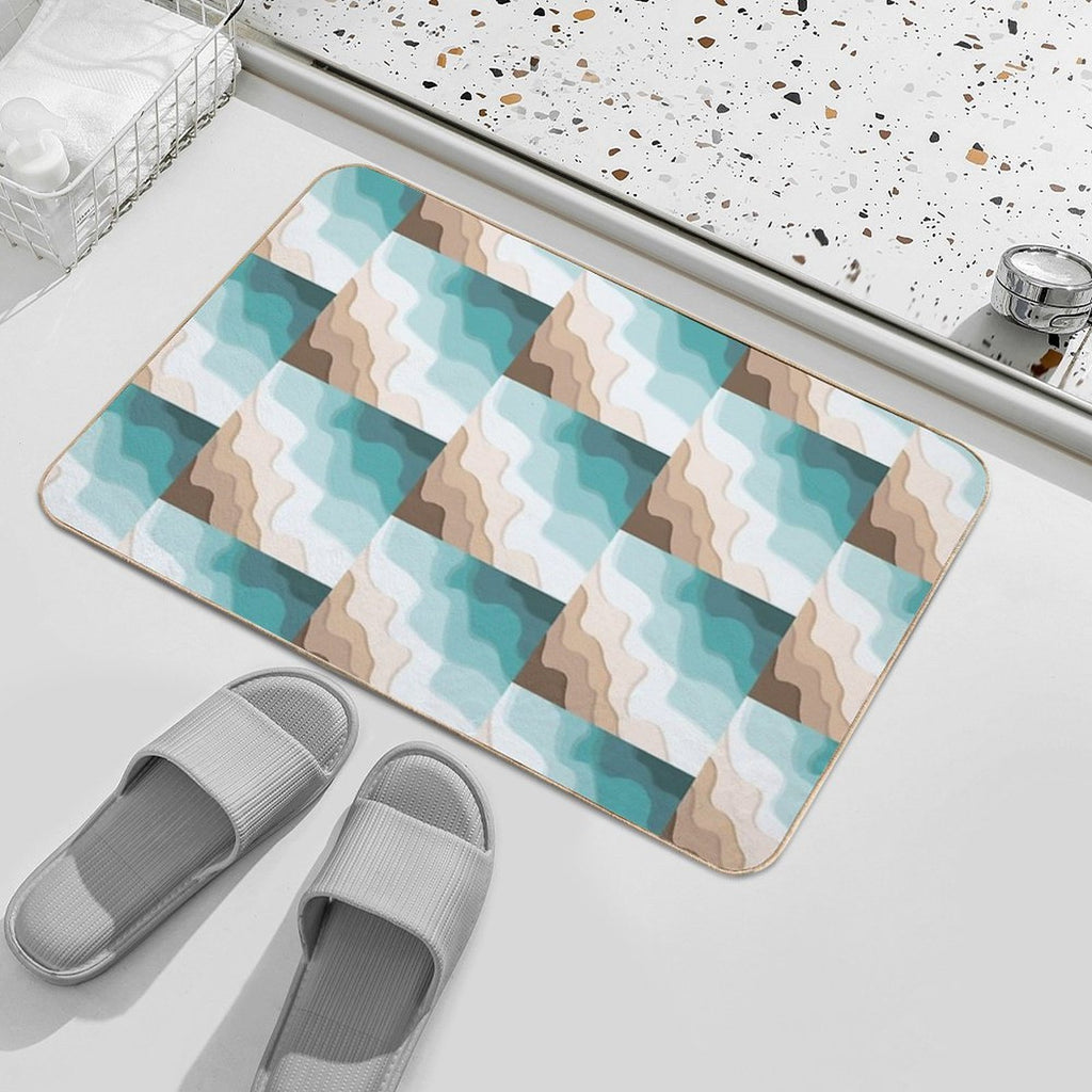 Modern Paper Cut Waves  Toxin-Free Bath Mat