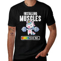 Gym Unicorn Installing Muscles Funny Workout Women Girls Kid  Ribbed Collar T-Shirt