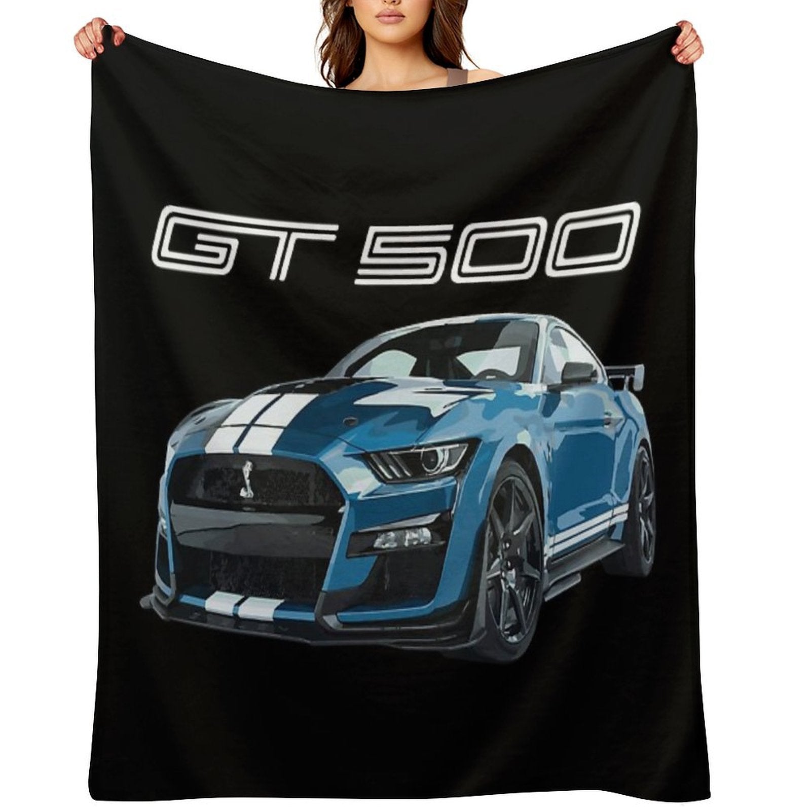 GT500 Mustang Shelby Cobra FORD PERFORMANCE BLUE Shrink-resistant Throw Blanket