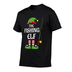Fishing Elf Family Matching Group Christmas  Easy-care T-Shirt