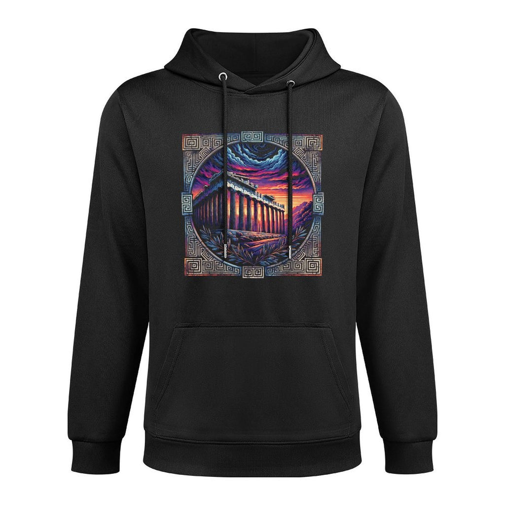 Retro Parthenon Athens Greece Landscape Sunset Customizable Surface Hoodie