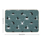 When The Black Cat Is Alone at Home (Dark Green)  Toxin-Free Bath Mat