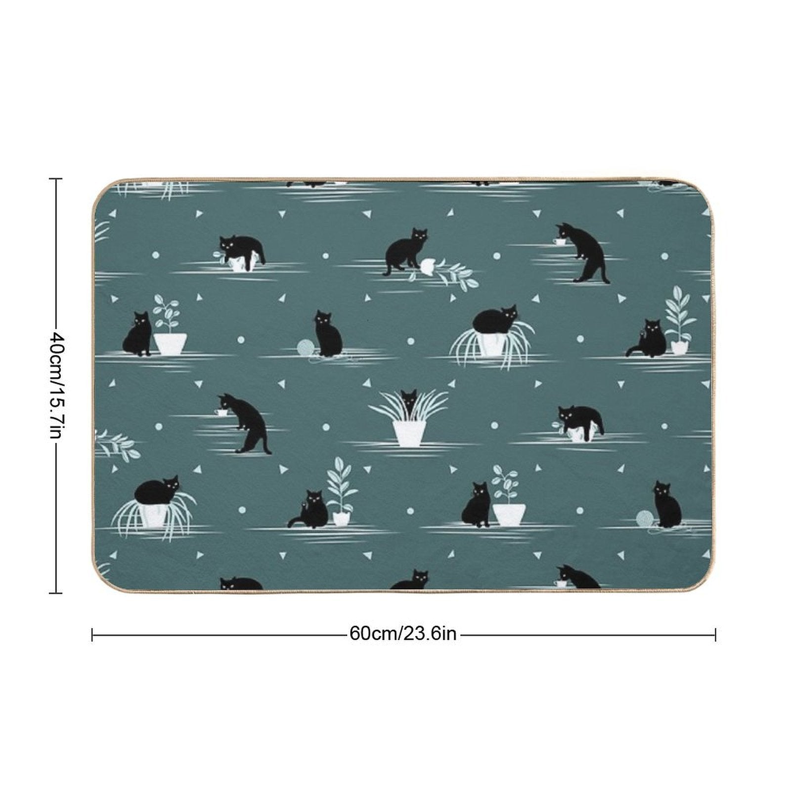 When The Black Cat Is Alone at Home (Dark Green)  Toxin-Free Bath Mat