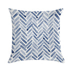 Indigo Blue Watercolor Herringbone Chevron Soft Easy Maintenance Throw Pillow