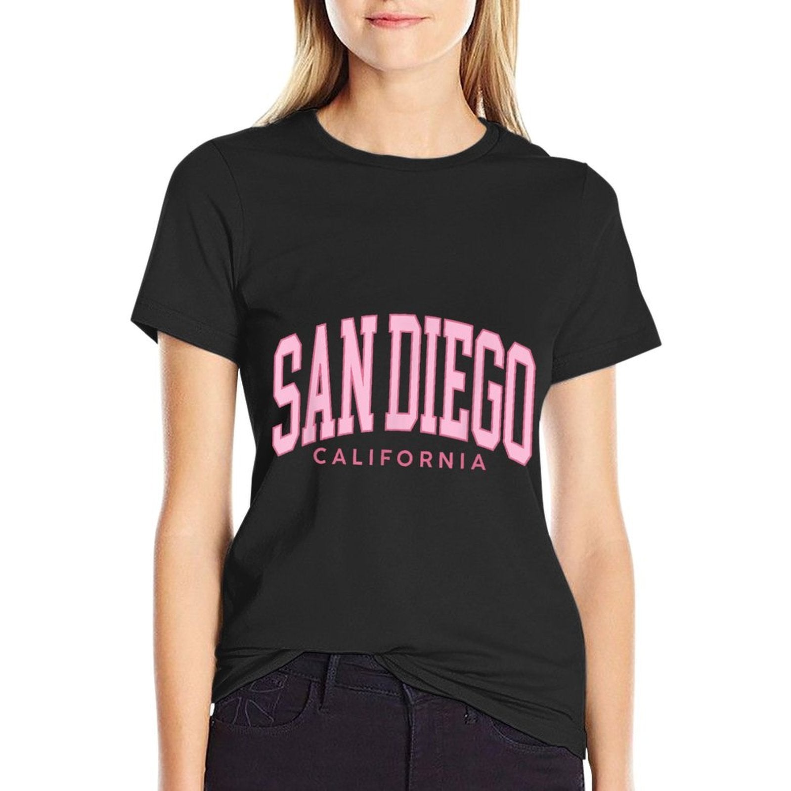 San Diego Preppy Retro Throwback Girls Womens Pink Vintage  Affordable Price T-Shirt