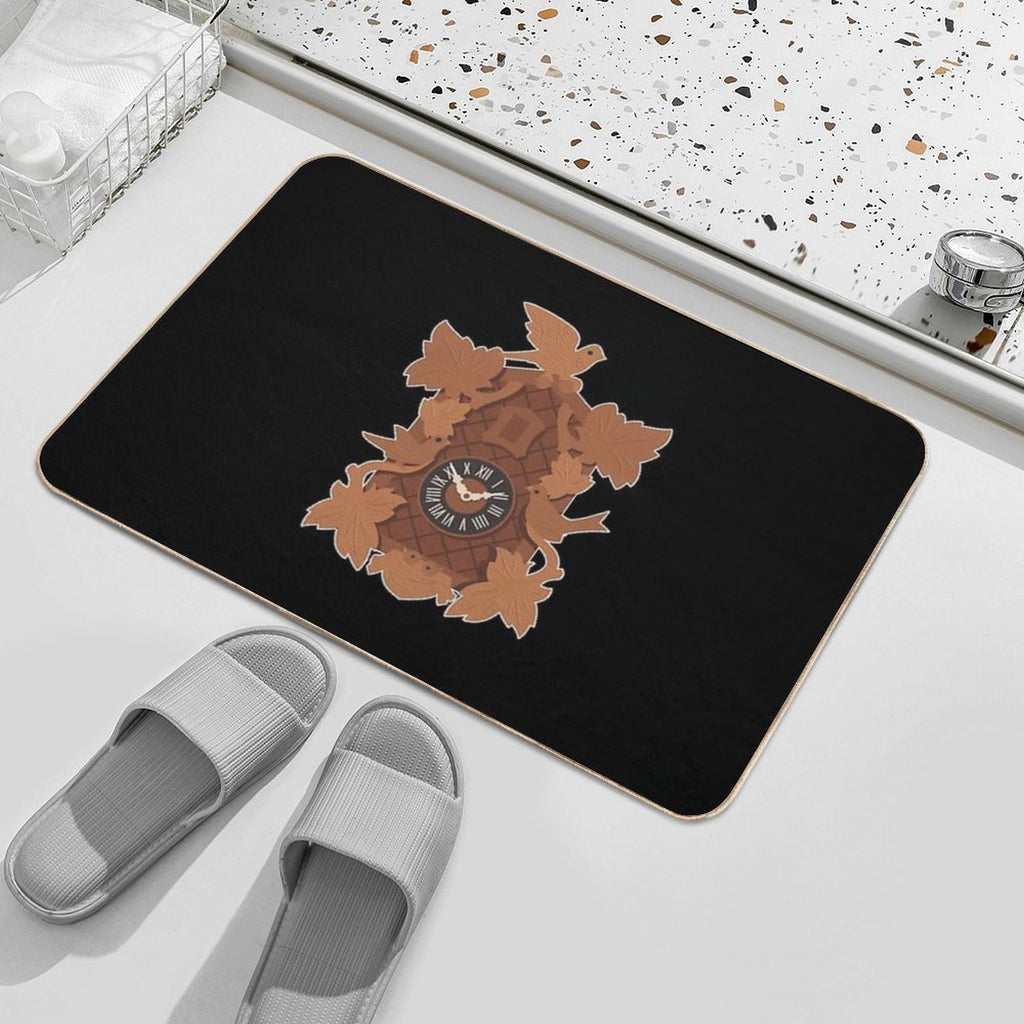 Cuckoo Clock Black Forest House Illustration.  Stain-Proof Bath Mat
