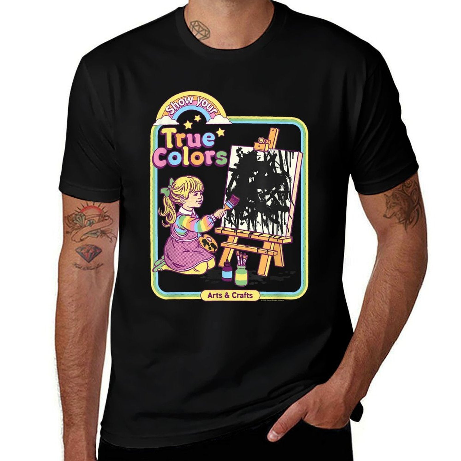 Steven Rhodes Show Your True Colors Arts  Crafts Dark Humor  Oversized Silhouette T-Shirt