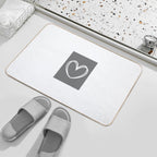 Grey And White Heart  Absorbent Bath Mat