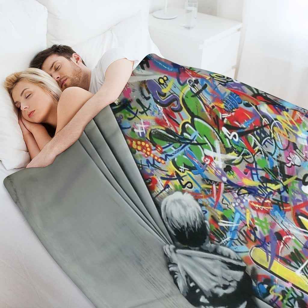 Behind The Curtain - Martin Whatson (Wynwood Walls Edition)  Miami Comfort Throw Blanket
