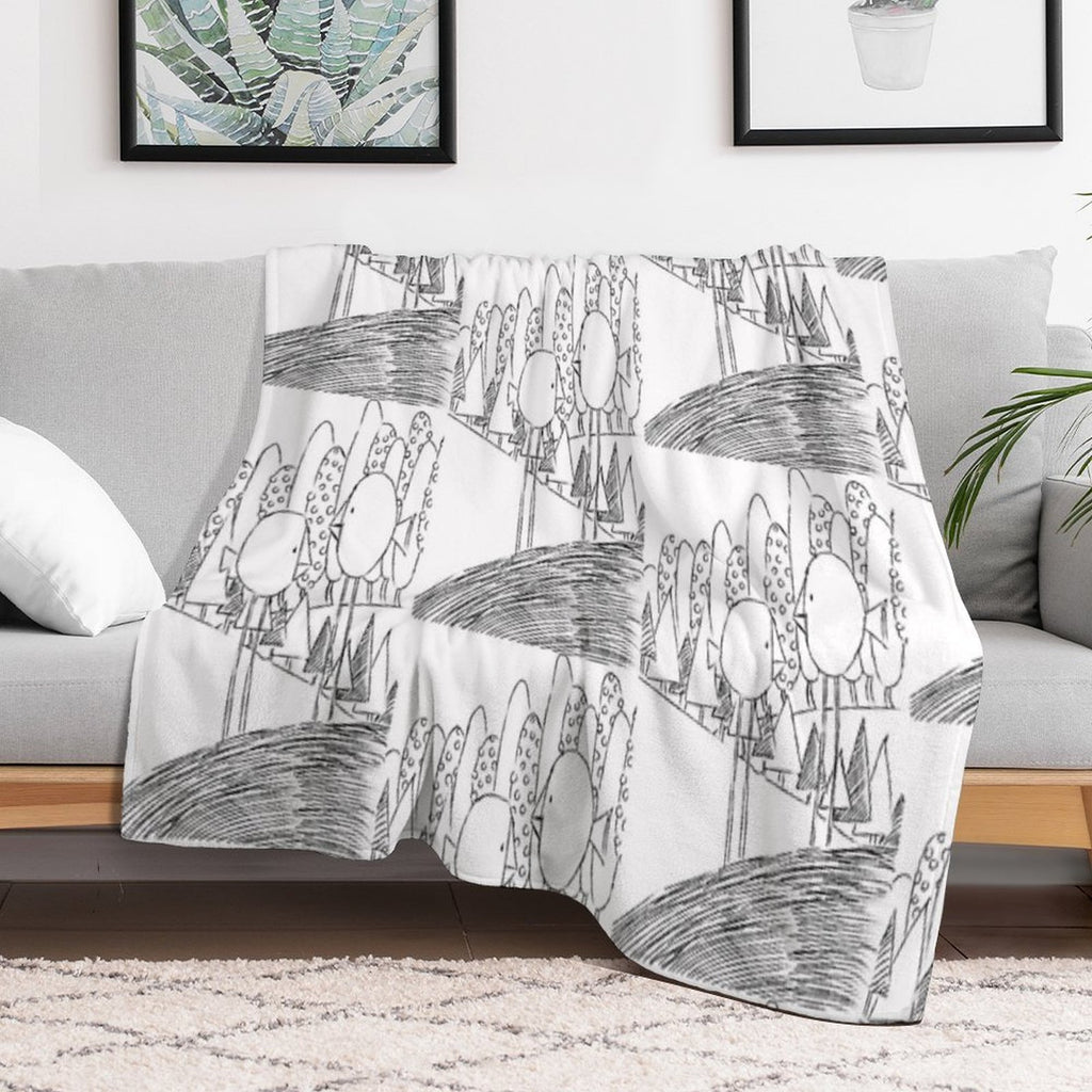 Imagine Birds with Long Legs Bw Easy Care Throw Blanket