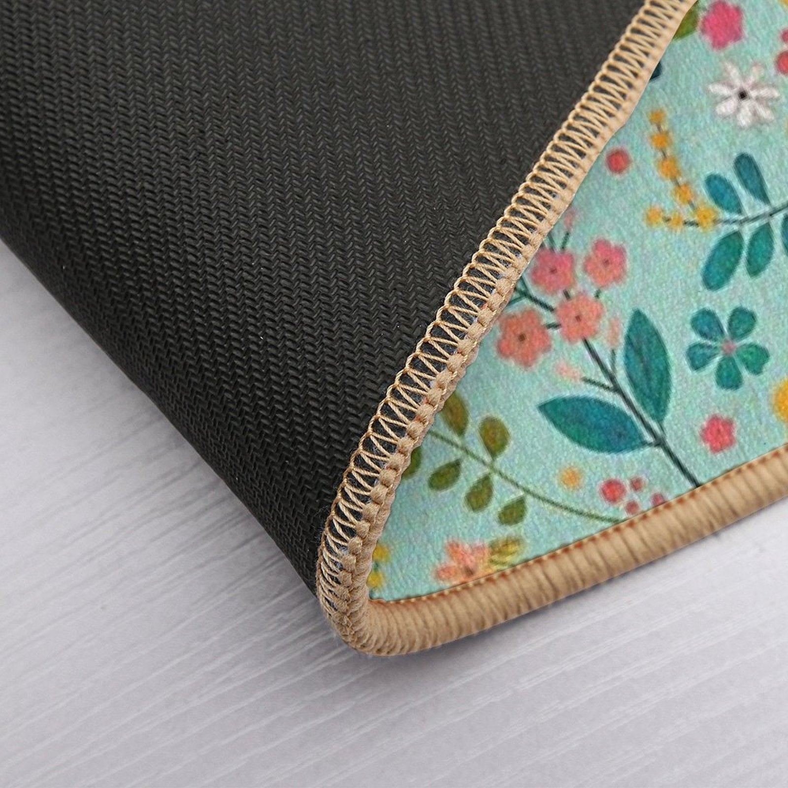 Blue Floral Pattern  Slip-Resistant Bath Mat