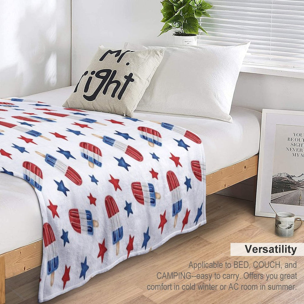 4th of July Red, White And Blue Popsicles Durable Throw Blanket