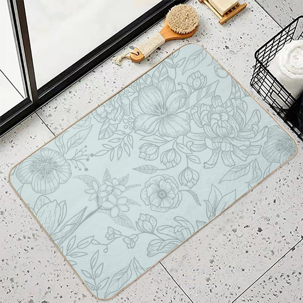 Acqua Floral Pattern  Multi-Purpose Bath Mat
