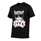 Cat Play Poker Gambling Casino Dealer Poker Player Gambler  Easy-care T-Shirt