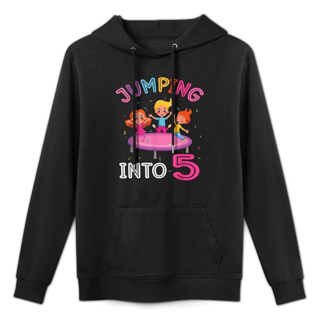 Jumping Into 5 Year Old Birthday Trampoline 5th Party Layering Staple Hoodie