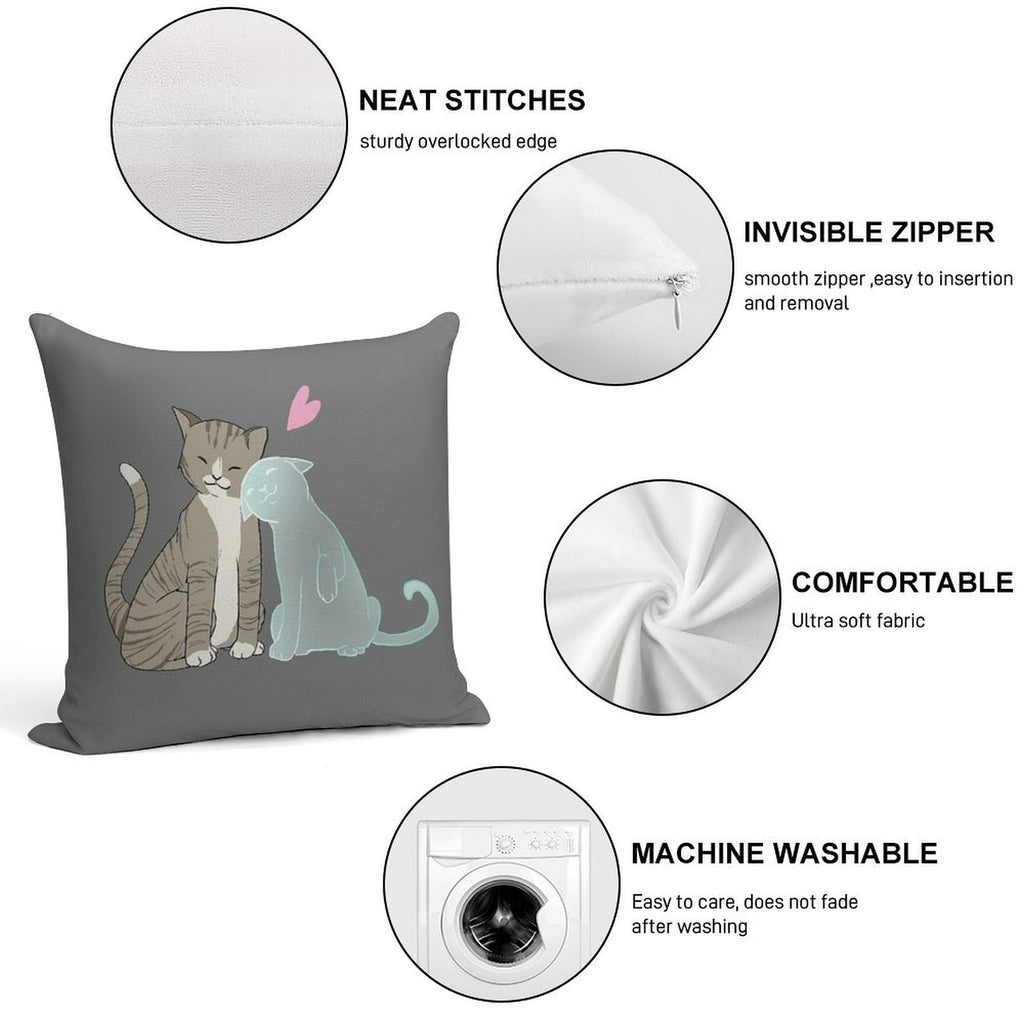 Cat Love Soft Shrink-Resistant Throw Pillow