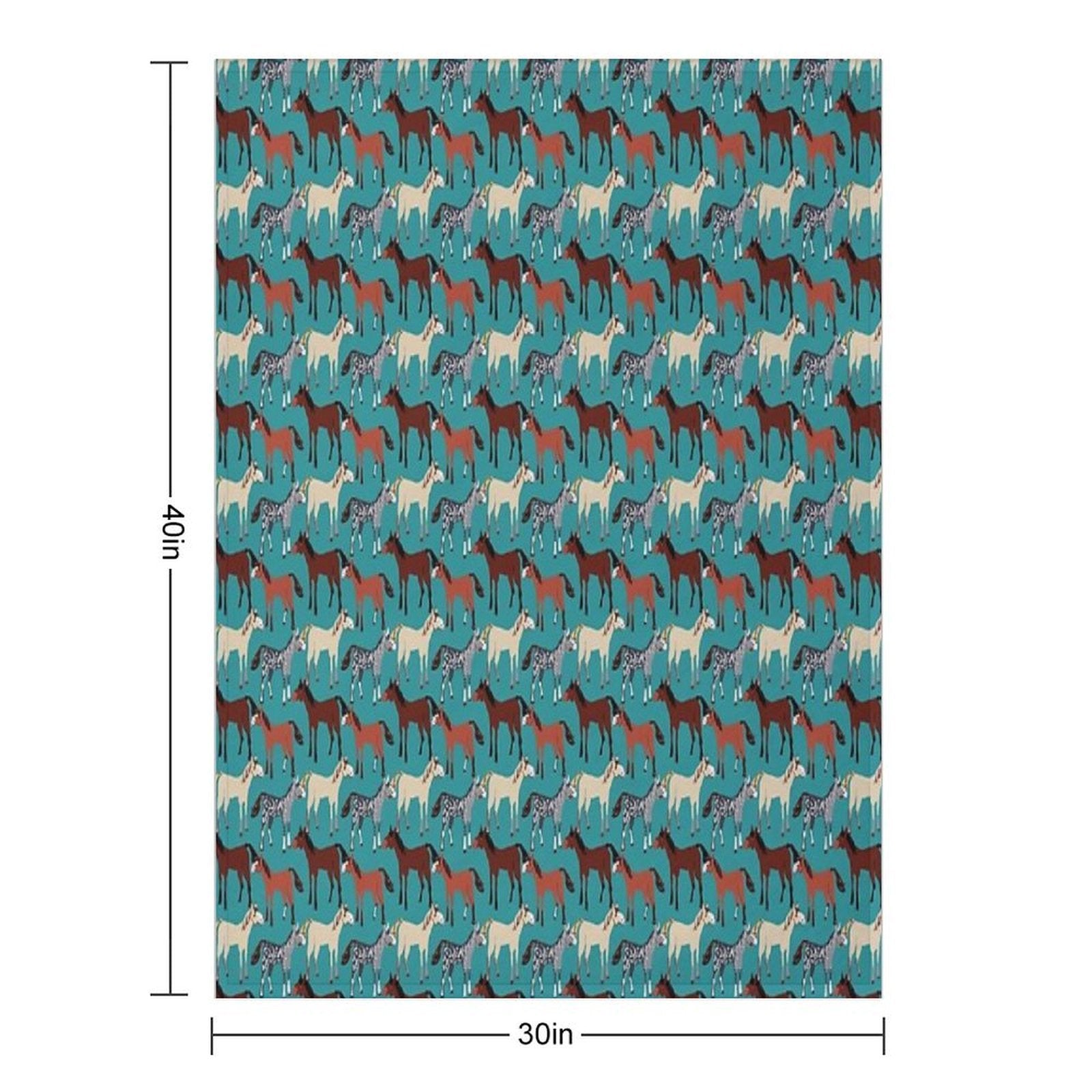 Horse Pattern in Aquamarine Blue Multi-functional Throw Blanket