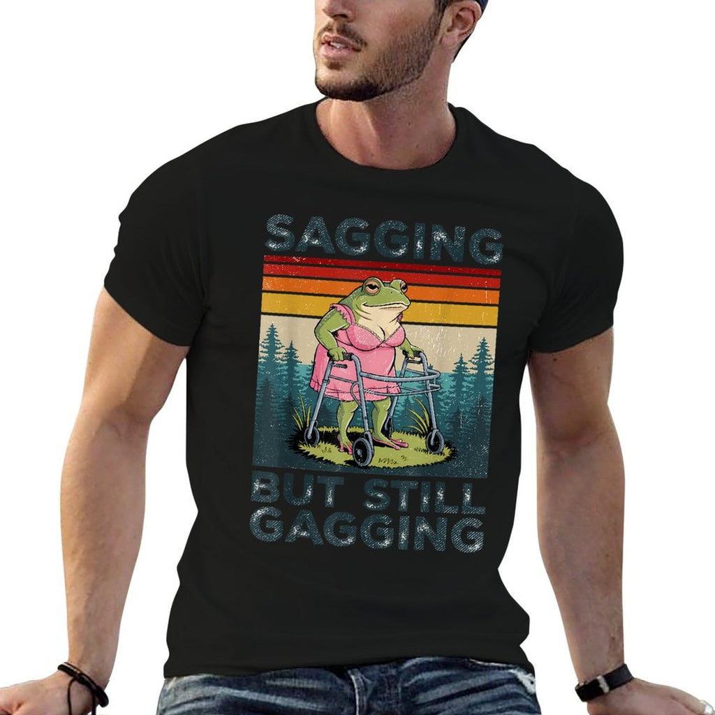 Sagging But Still Gagging Funny Frog Meme Adult Humor Retro Comfortable T-Shirt
