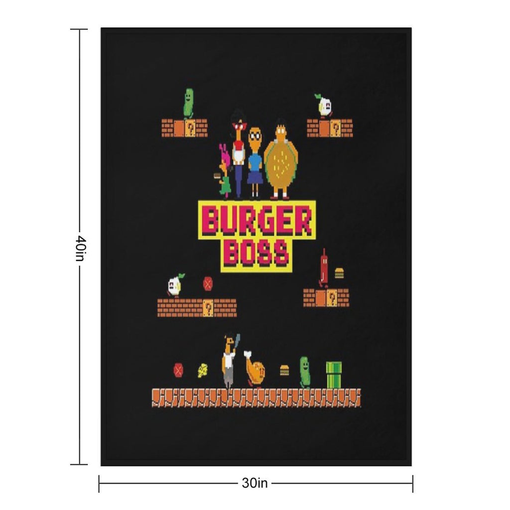 Burger Boss Pixel Art Eco-conscious Throw Blanket
