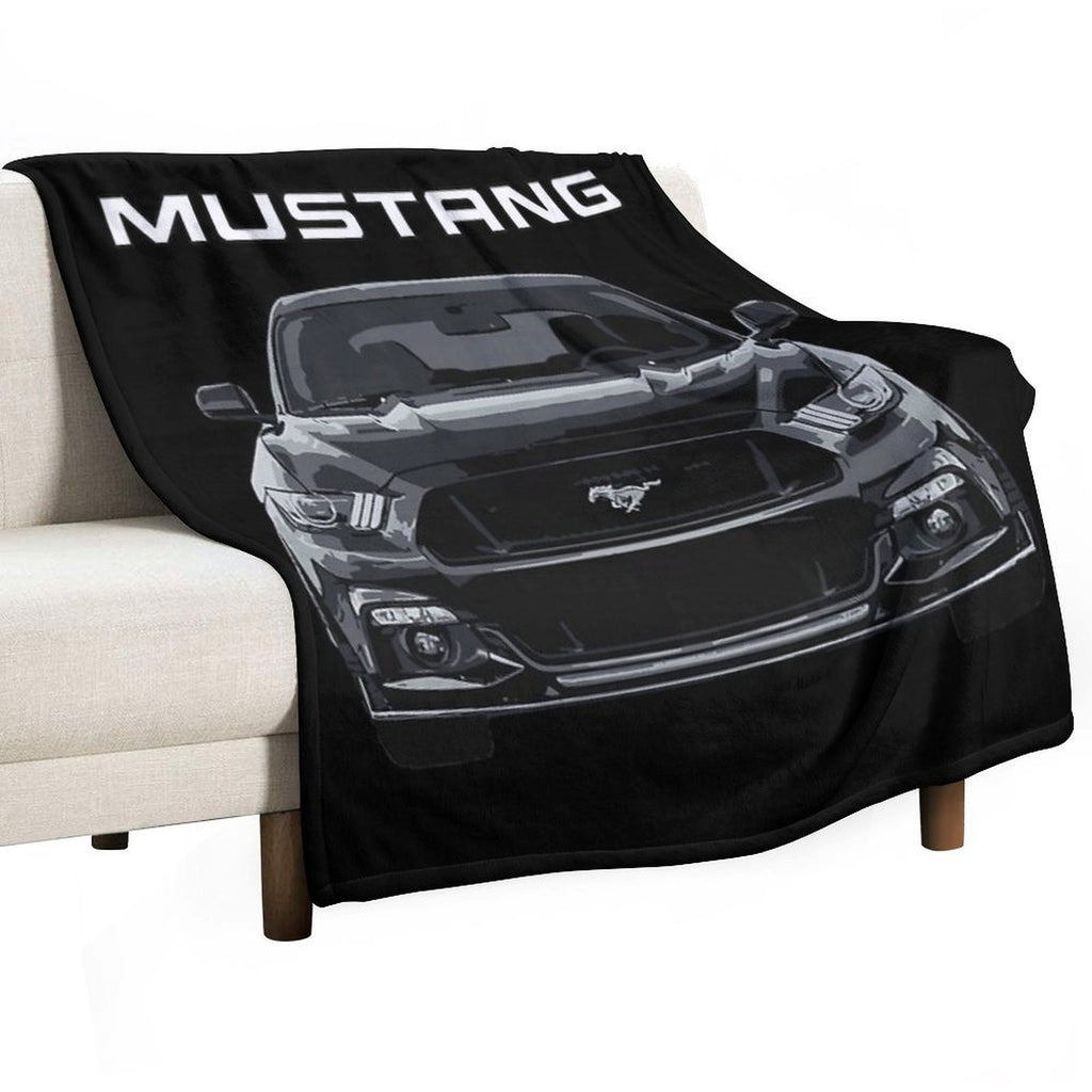 Mustang GT 5.0L V8 Performance Car Shadow Black Versatility Throw Blanket