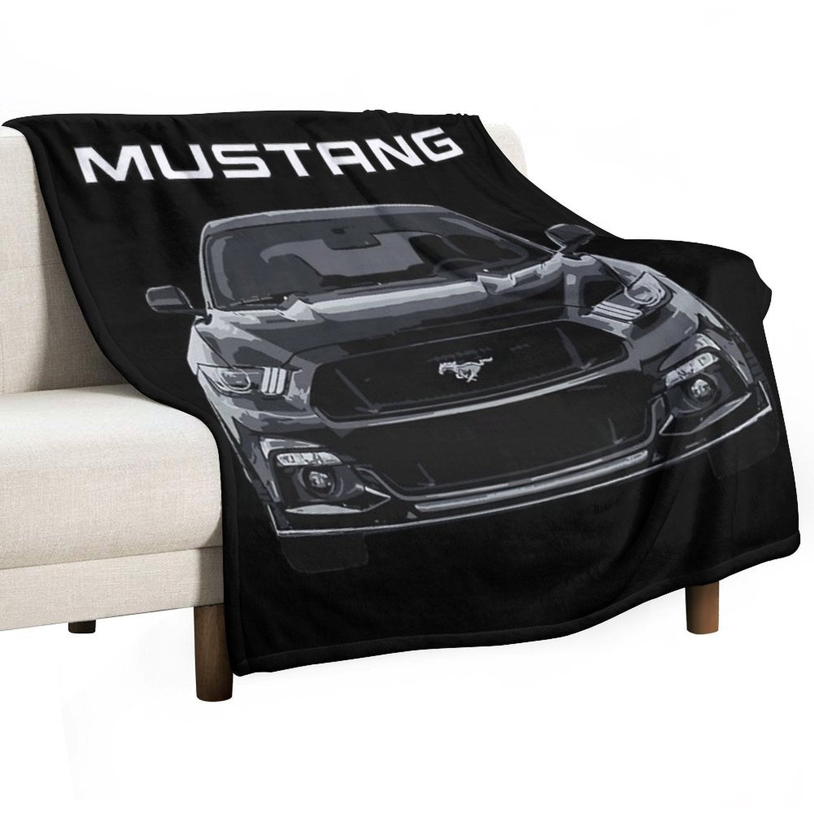 Mustang GT 5.0L V8 Performance Car Shadow Black Versatility Throw Blanket