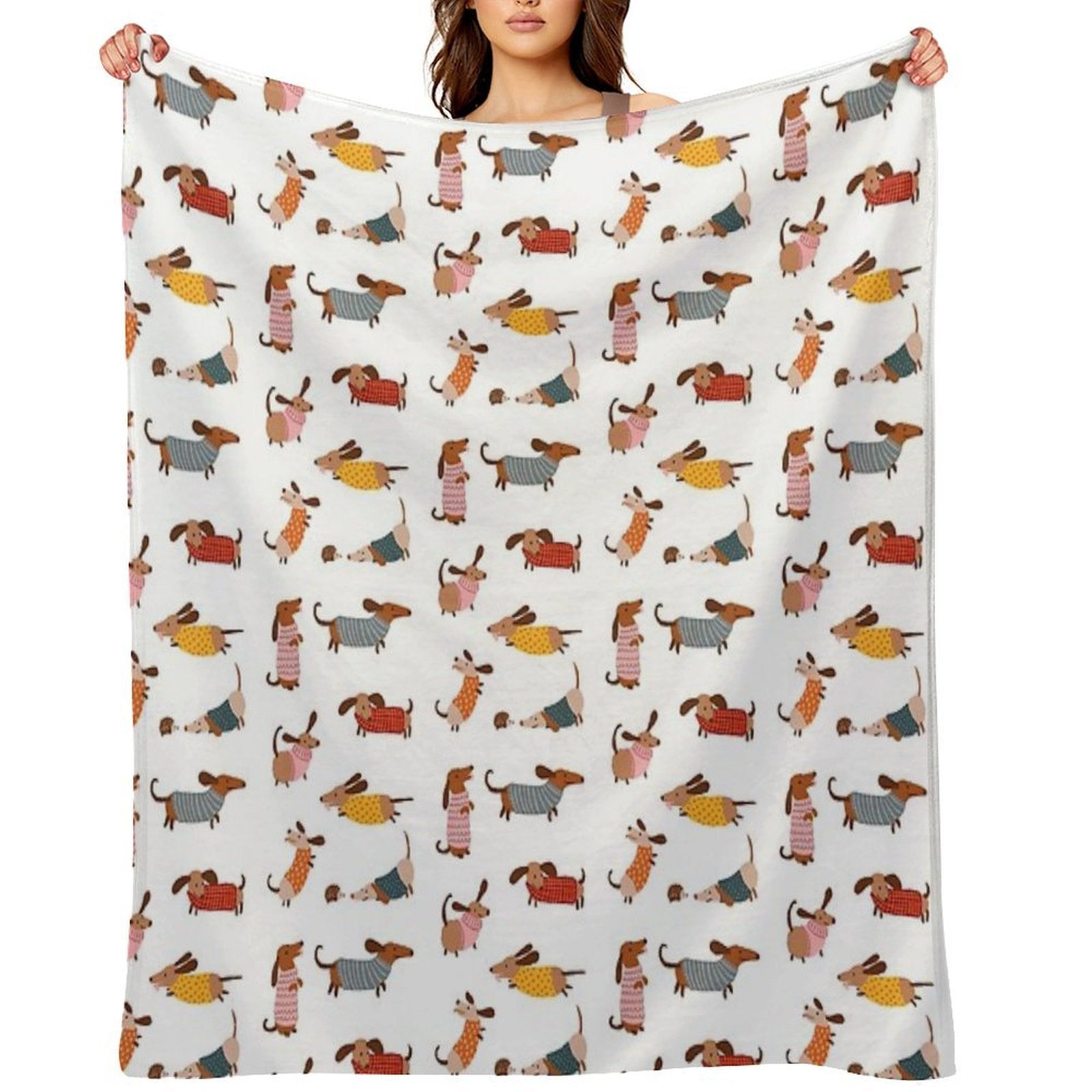 Cute Dachshunds in Winter Sweaters Multi-functional Throw Blanket