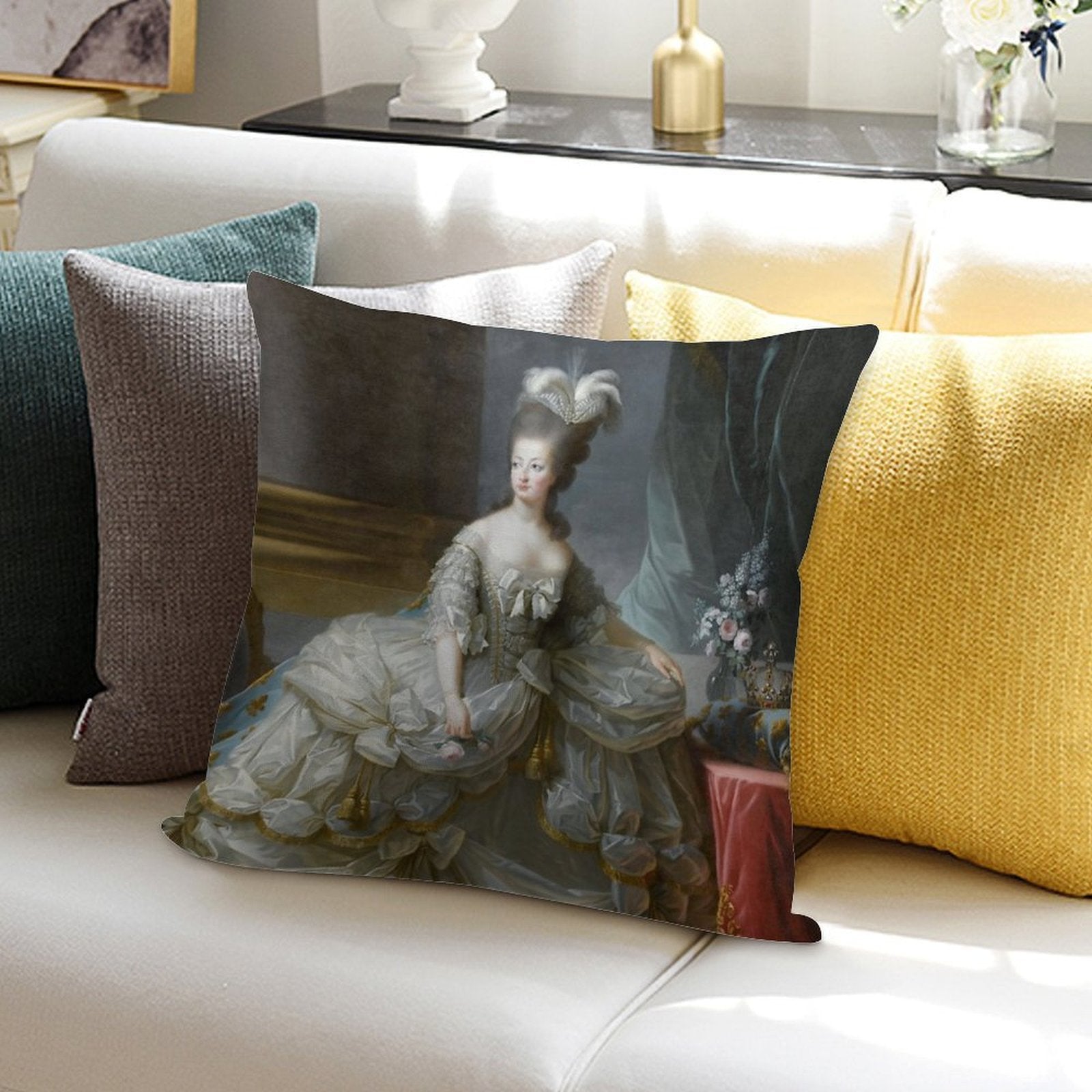 Marie-Antoinette Reine De France - Anonyme, D'après Louise-Elisabeth Vigée Le Brun Soft Durable Construction Throw Pillow