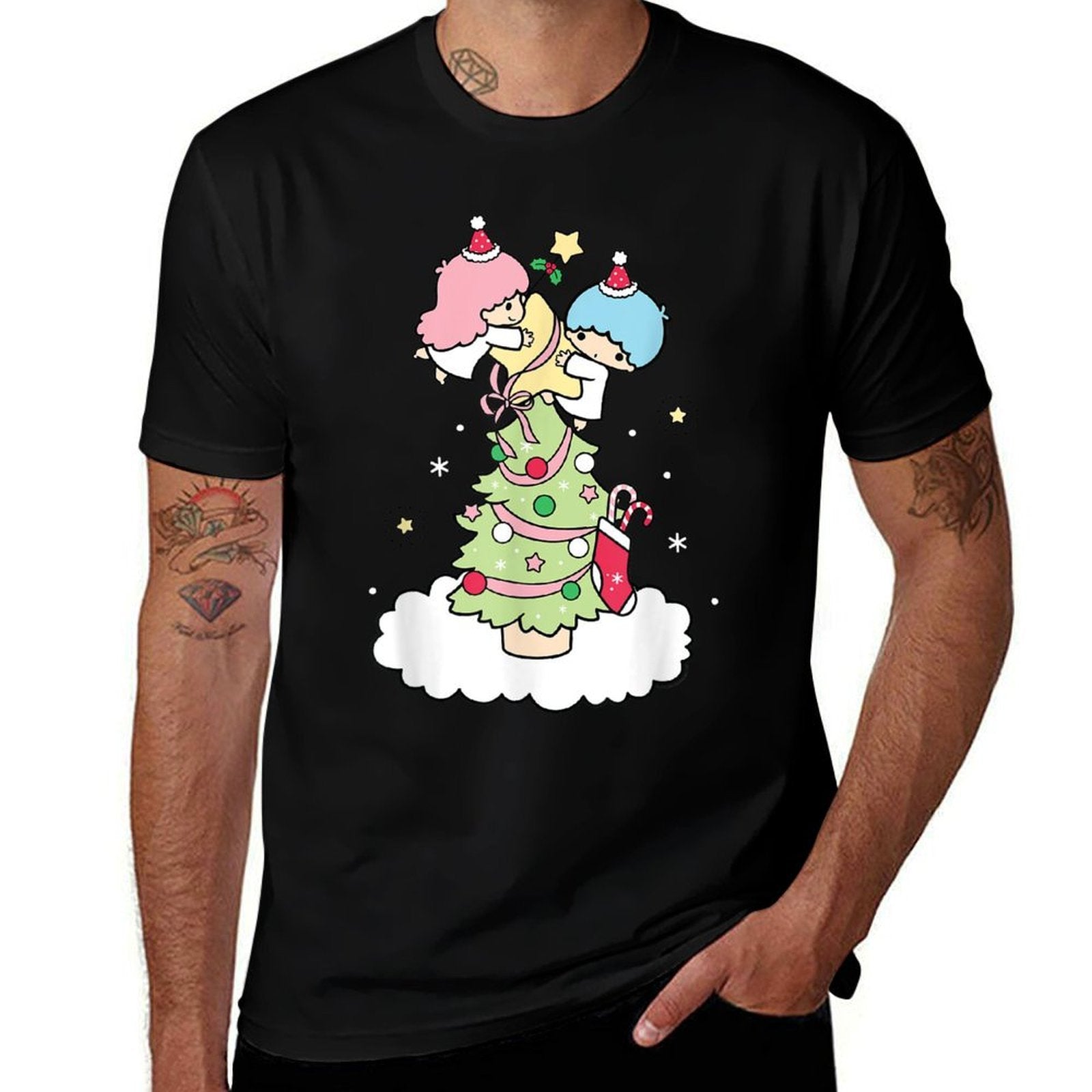 Little Twin Stars Christmas Tree  Trendy Pattern T-Shirt