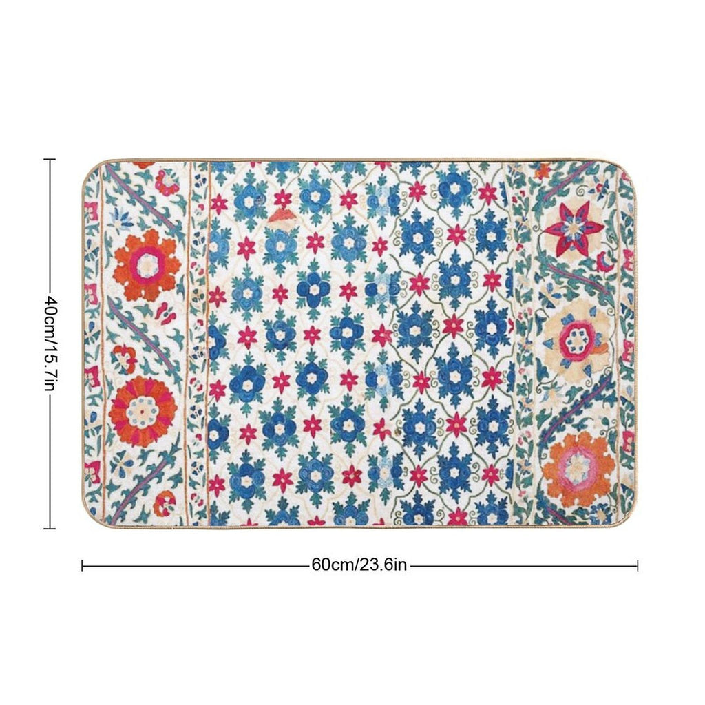Kermina Suzani Uzbekistan Embroidery Print  Odorless Bath Mat