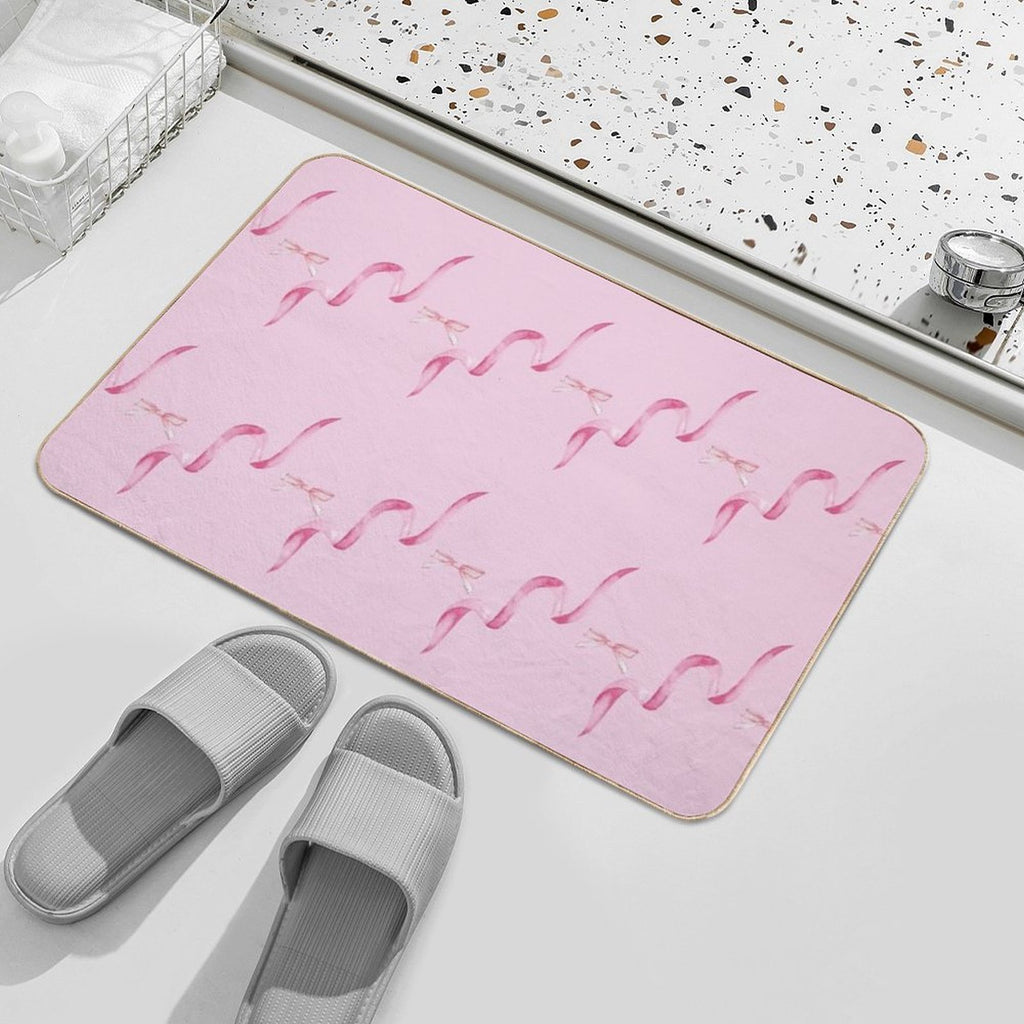 Pink Bows And Ribbons on A Pink Background  Eco-Friendly Bath Mat