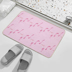 Pink Bows And Ribbons on A Pink Background  Eco-Friendly Bath Mat