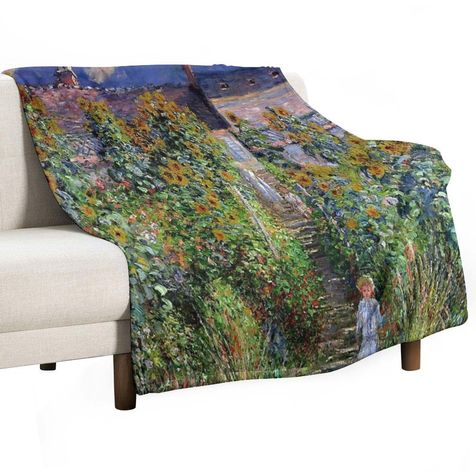 Monet's Garden at Vétheuil - Claude Monet Lightweight Throw Blanket