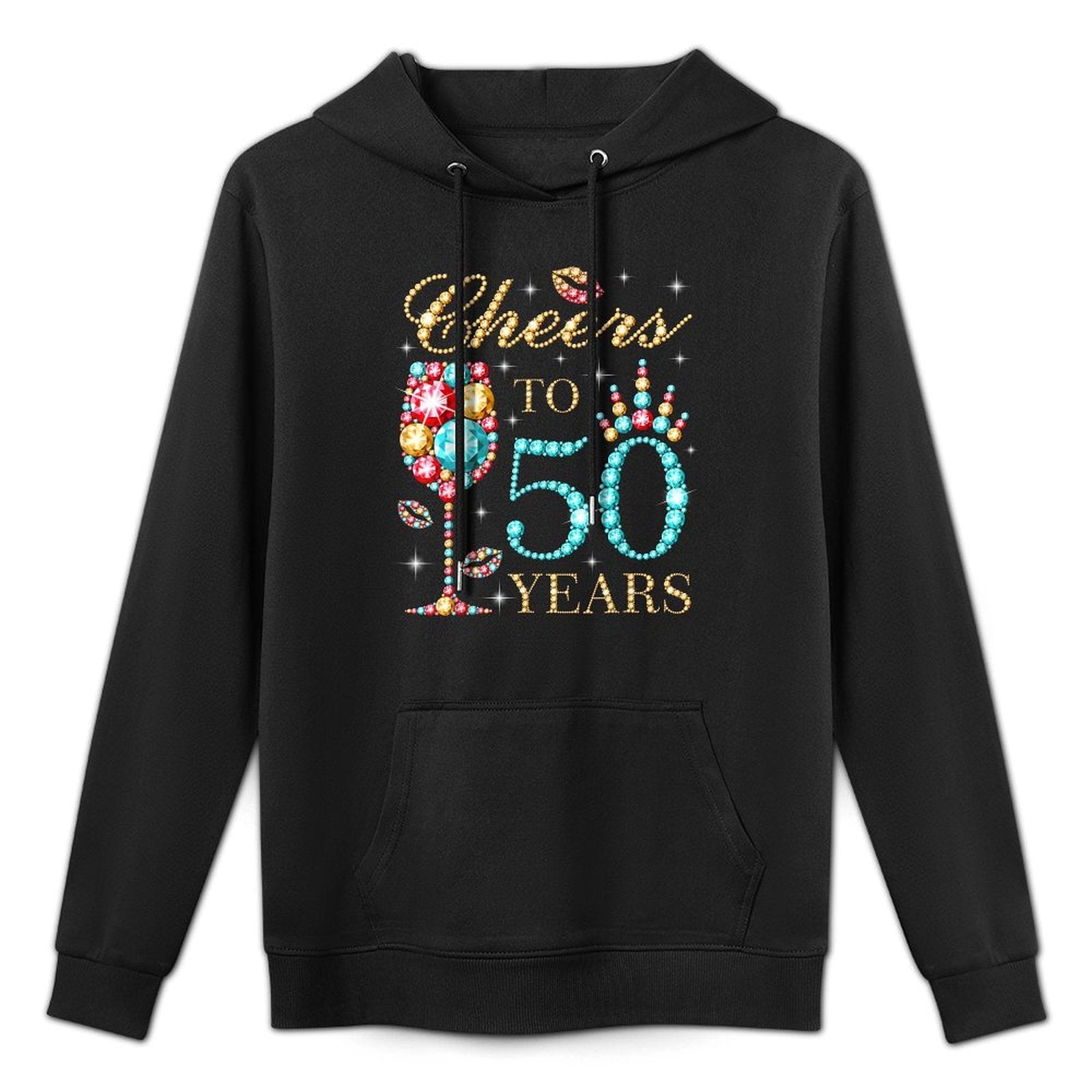 Cheers To 50 Years, 50 Years Old Women, 50 Birthday Cute Adjustable Hood Hoodie