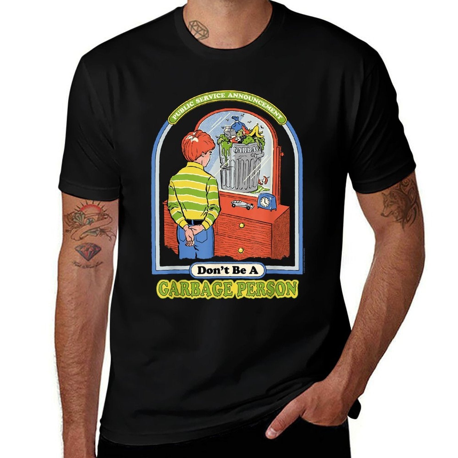Steven Rhodes Dont Be A Garbage Person Funny Retro  Graphic-printed T-Shirt