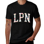 LPN Nurse Licensed Practical Nursing Flower Retro Healthcare  Rolled Sleeves T-Shirt