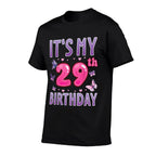 Butterflies Hearts Happy 29 Years Old Its My 29th Birthday  High-quality Stitching T-Shirt