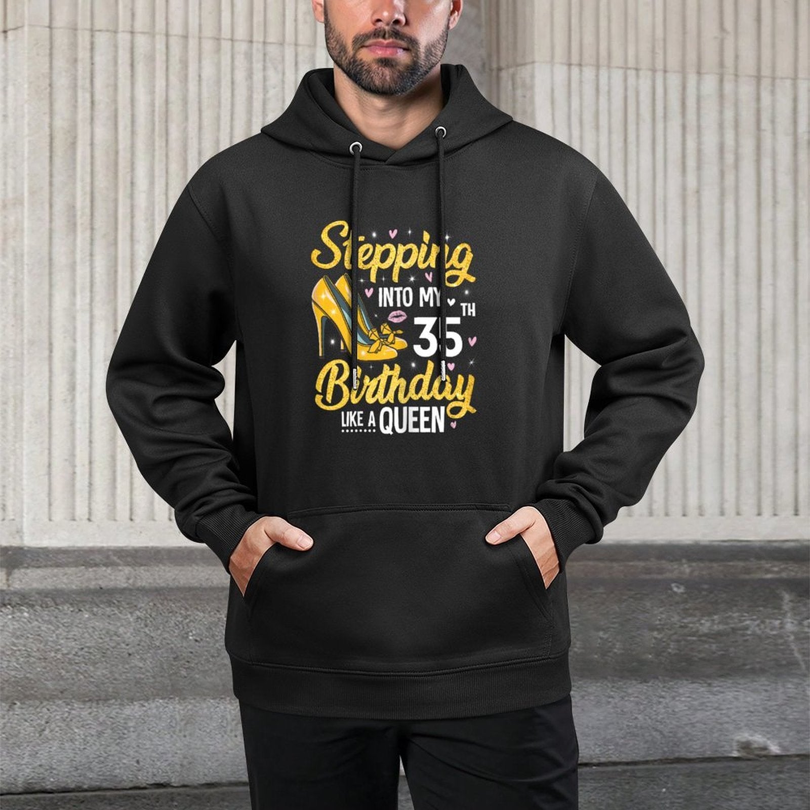 Stepping Into My 35th Birthday Women 35 Year Old Bday Durable Construction Hoodie
