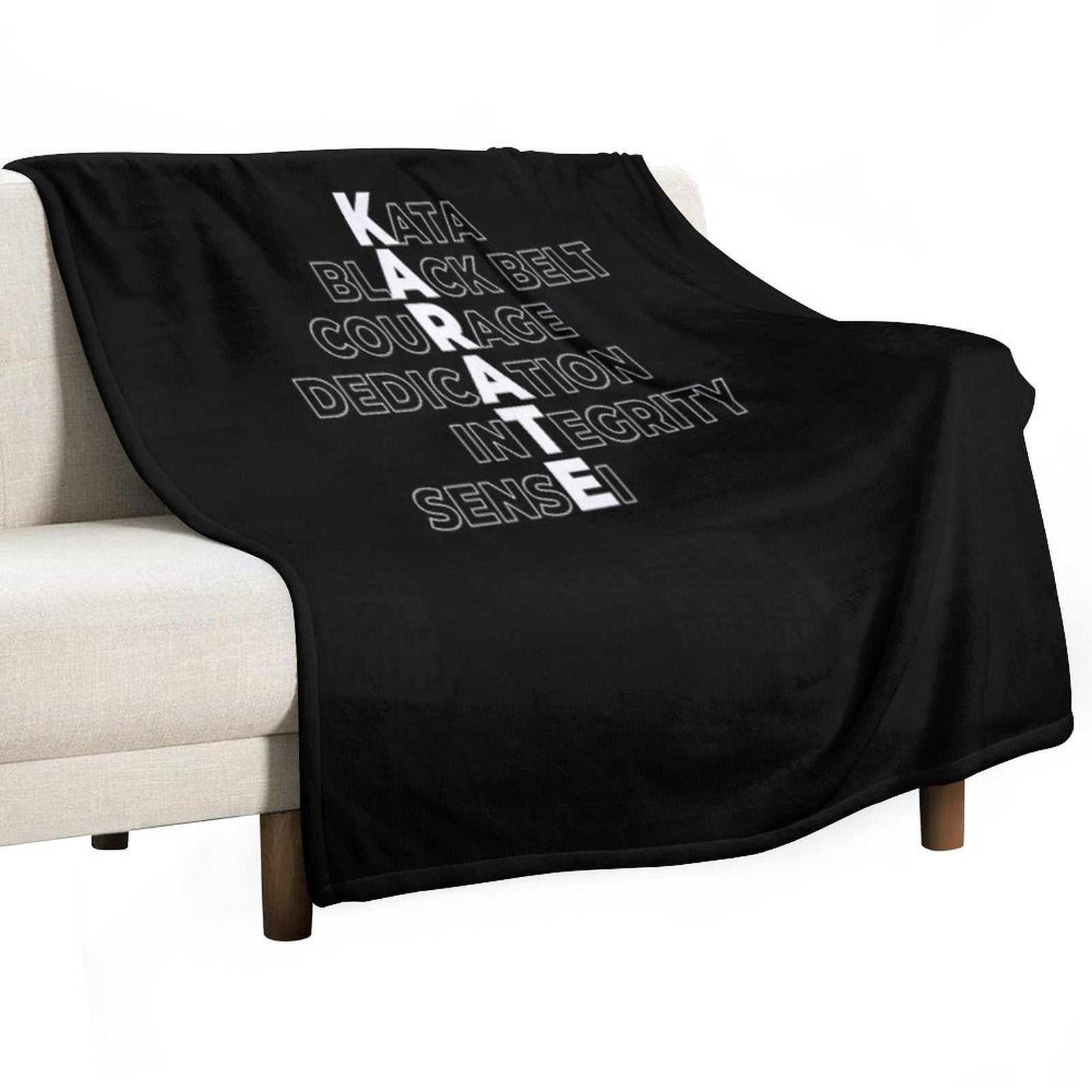 Karate Kata Black Belt Dedication Courage Sensei Karateka Compact Throw Blanket