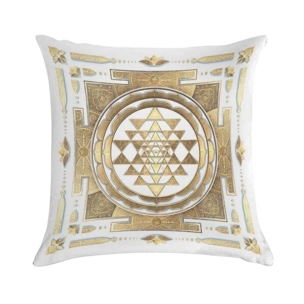 GOLDEN SRI YANTRA (white Background) Soft Style Accent Throw Pillow