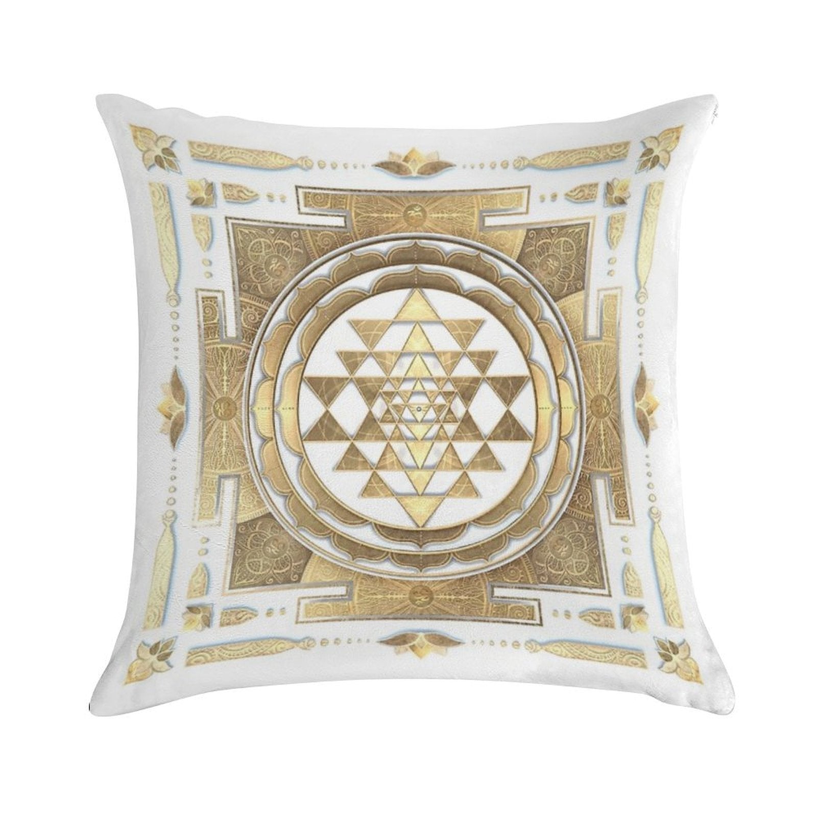GOLDEN SRI YANTRA (white Background) Soft Style Accent Throw Pillow