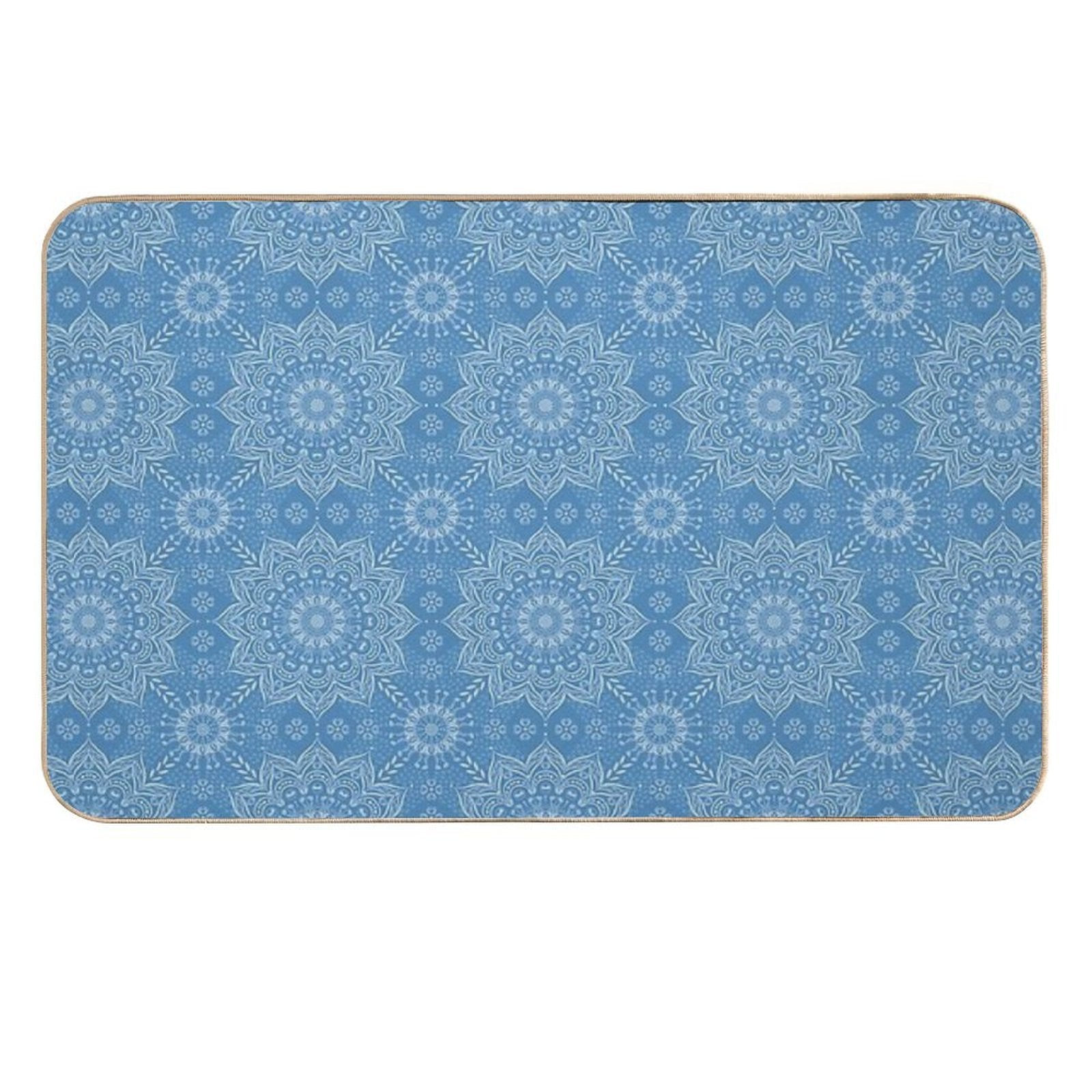 Boho Blue Elegant Mandala Pattern  Easy Maintenance Bath Mat