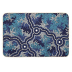 Aboriginal Art Authentic - Wetland Dreaming 2  Dirt-Trapping Bath Mat