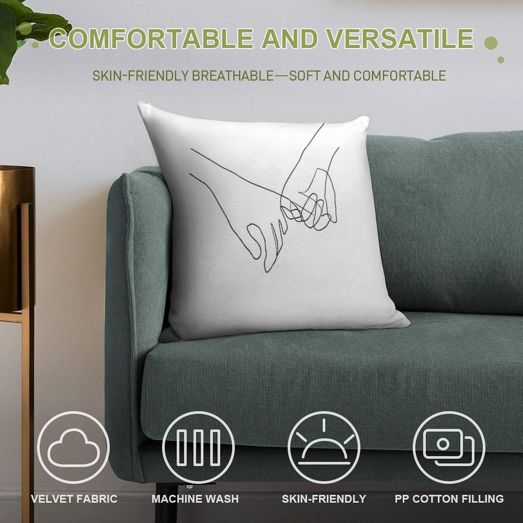 Pinky Swear - Line Art Soft High-Density Material Throw Pillow