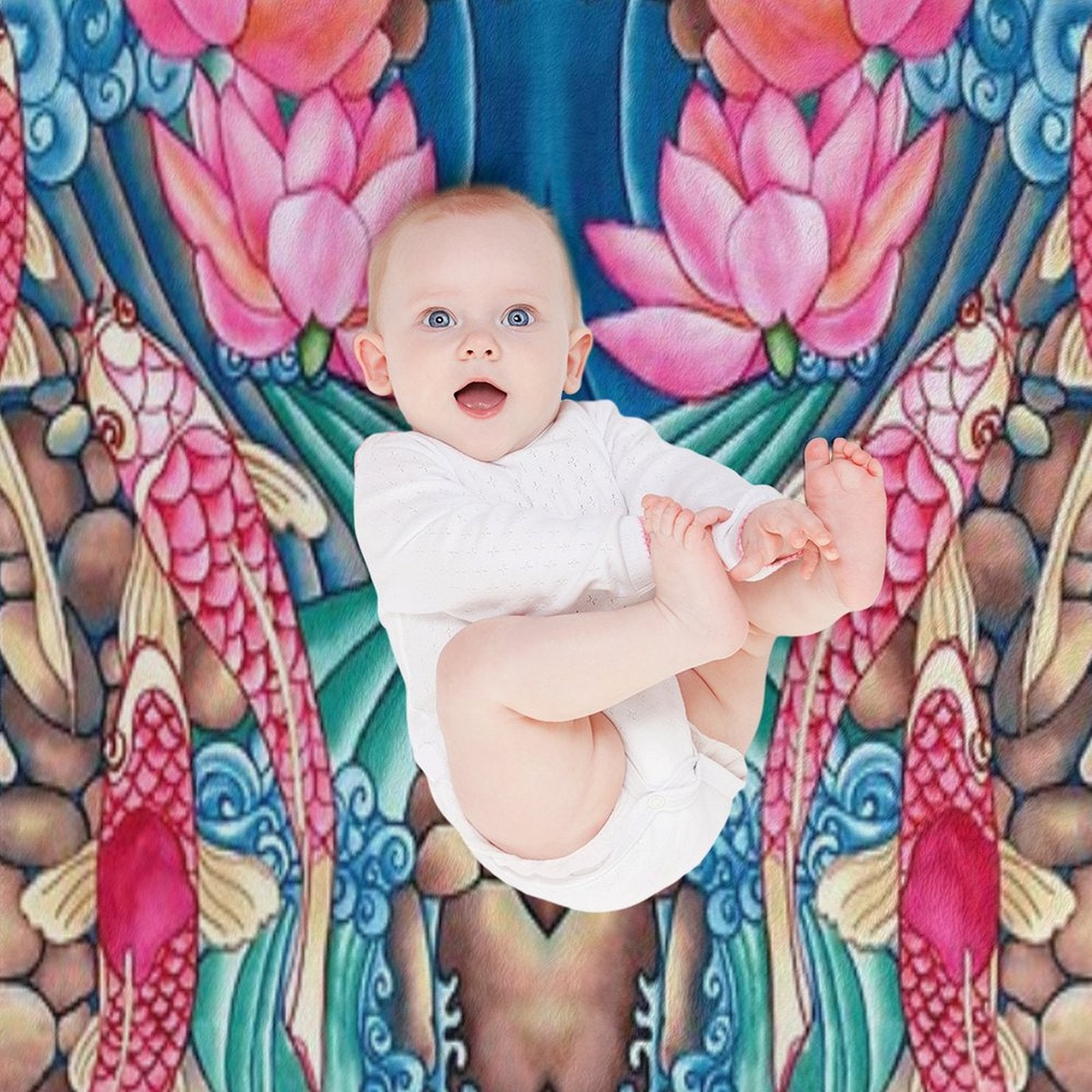 Koi Pond Shrink-resistant Throw Blanket