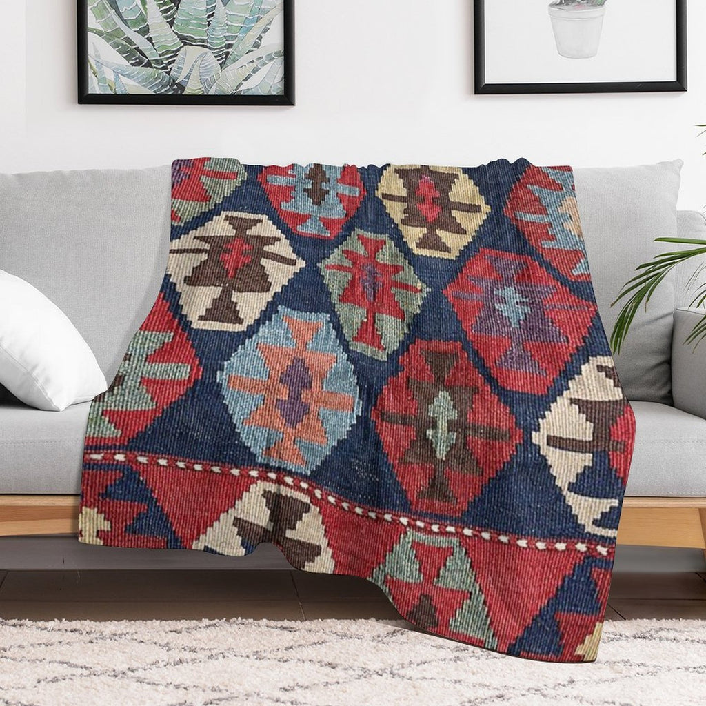 Southwestern Diamond  19th Century Colorful Ornate Accent Pattern Multi-functional Throw Blanket
