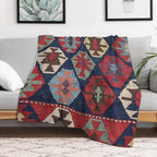Southwestern Diamond  19th Century Colorful Ornate Accent Pattern Multi-functional Throw Blanket